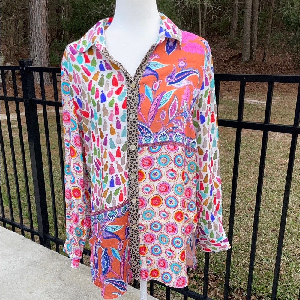 John Mark Colorful Patterned Button Down Shirt - image 1